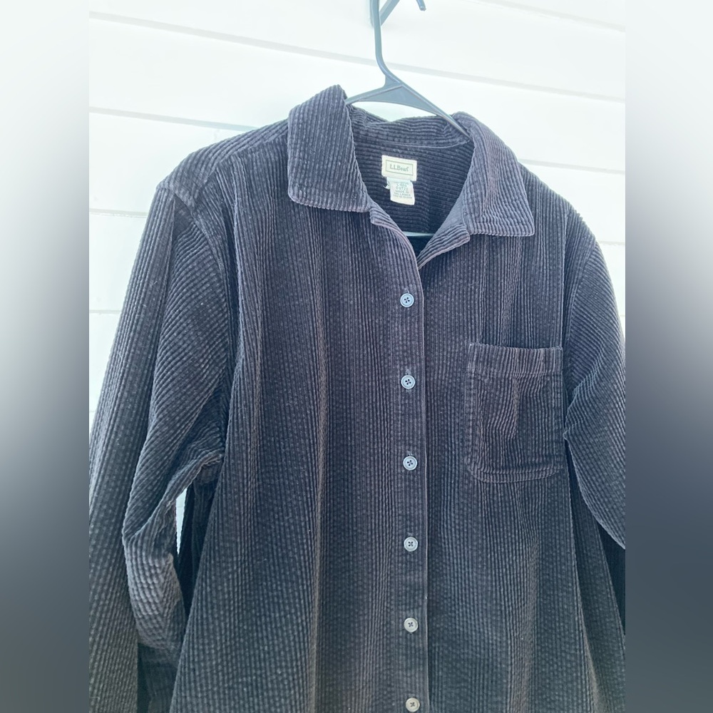 L.L. Bean | Corduroy Button Front Shirt Jacket Black Size Large - Picture 3 of 5